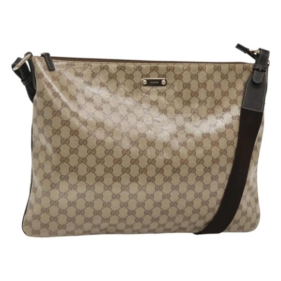 GUCCI GG Crystal Shoulder Bag Brown Gold - Picture 1 of 16